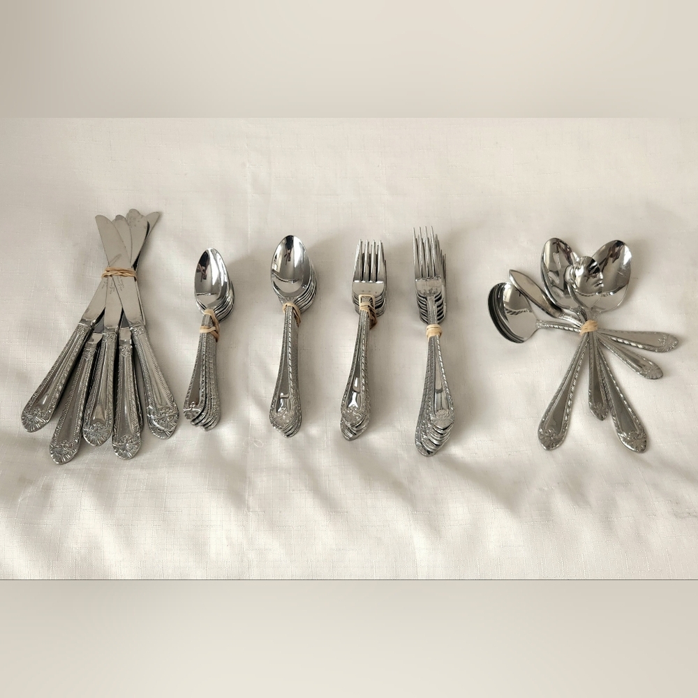 Reed & Barton select Stainless Steel 59 total pieces spoons, knives, and etc.
